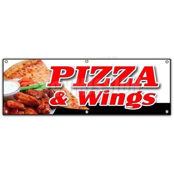 PIZZA & WINGS BANNER SIGN brick oven new york chicago italian spicy